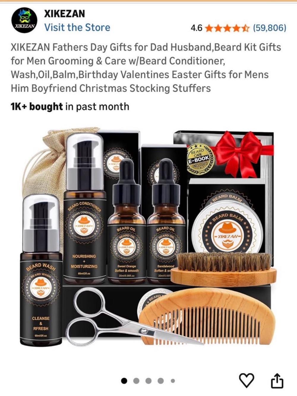 Men’s Beard Care Kit – Black Grooming Set with Wood Comb & Brush